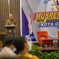 Wawali Ryan F. Kono dalam sambutan pembukaan kegiatan musrenbangda RKPD penyempurnaan rancangan RKPD di Kota Gorontalo Tahun 2023, Jumat (8/4, Foto PKP).